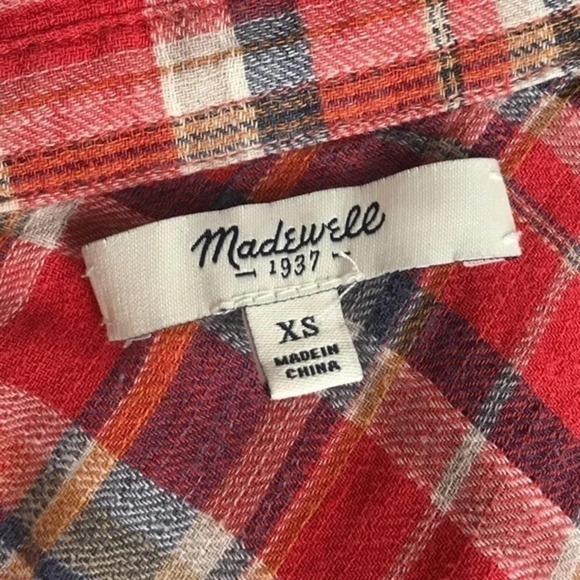 Madewell • Red Plaid Suntour Button Up Shirt - Picture 6 of 6
